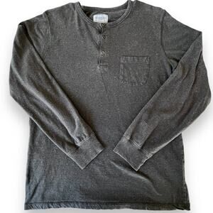 OBEY PROPAGANDA Men's Long Sleeve Henley Tee Medium Brown EUC t-shirt